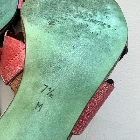 Couture by Donald J. Pliner Distressed Red Leather Heeled Slide Sandal Women 7.5 - Picture 13 of 13